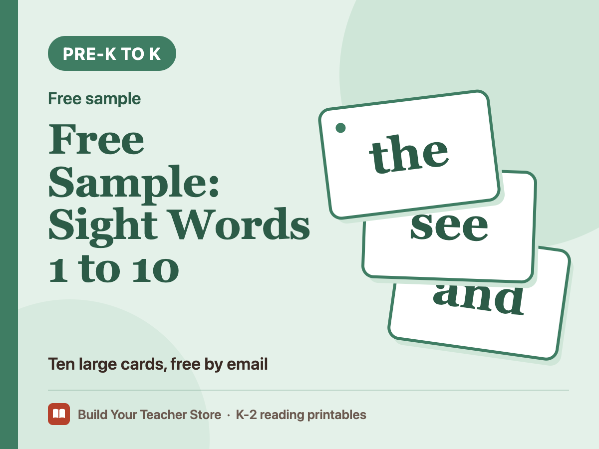 Free Sample: Sight Words 1–10